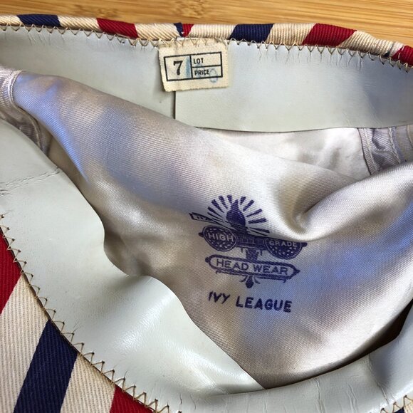 Vintage Newsboy Red White Blue Cap USA America France Retro Newsy sz 7 Hat - Picture 7 of 7